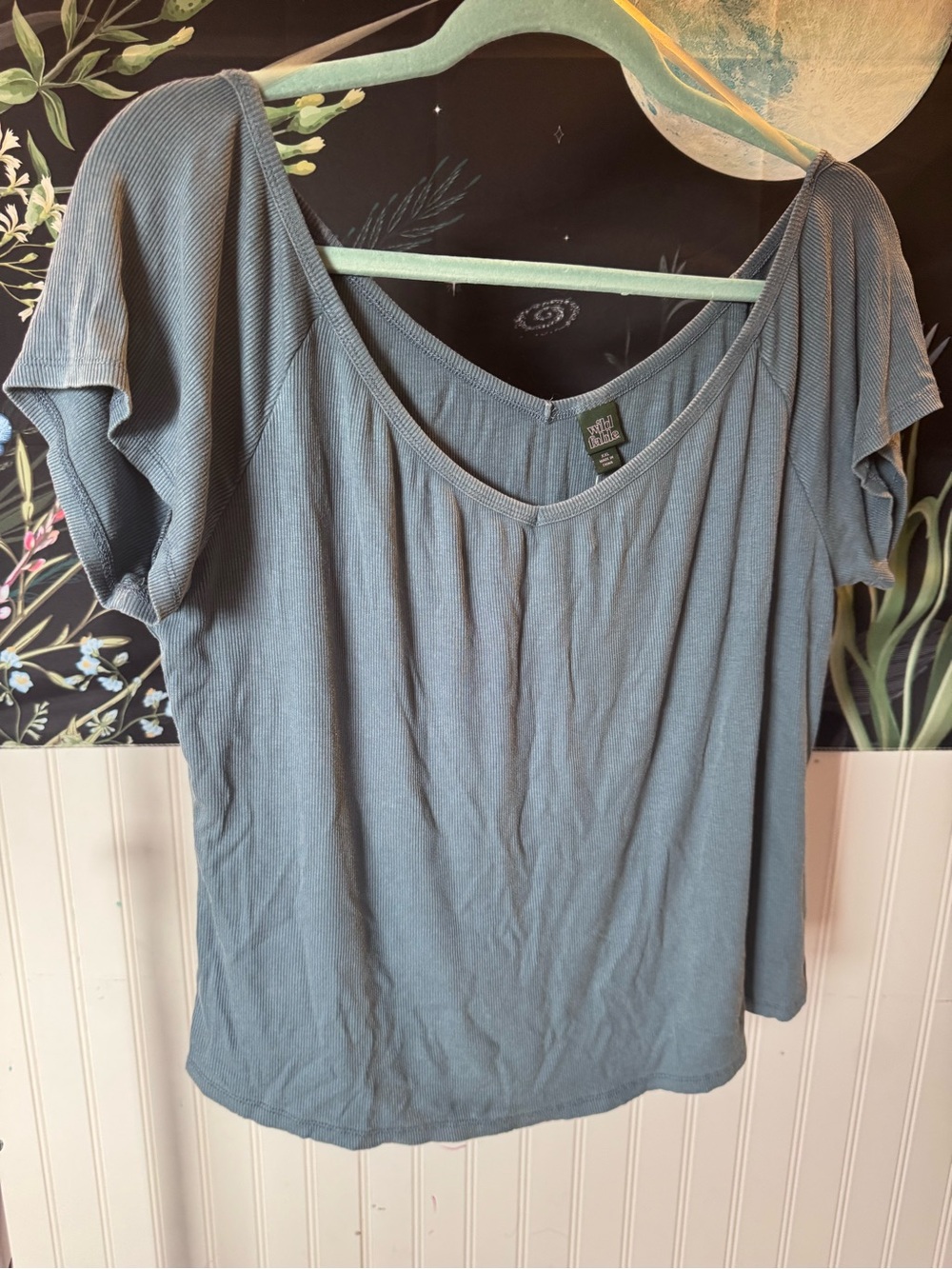 Wild fable Women's Slate Blue Scoop Neck Short Sleeve Top